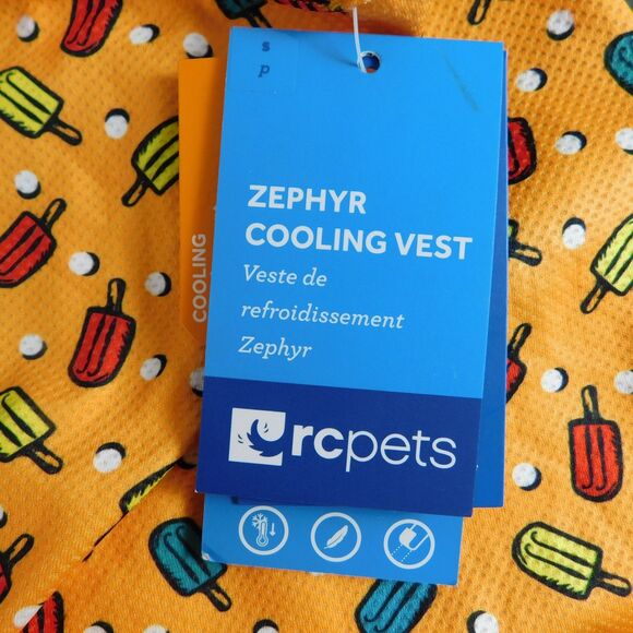 RC Pets Zephyr Cooling Vest Small Orange Popsicles Dog, Reflector Tab NEW NWT - Picture 2 of 13